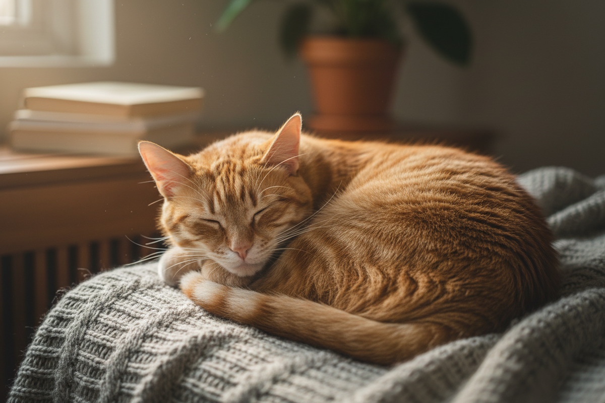Chat qui dort paisiblement